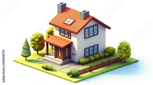 Home isometric model private house icon vector image