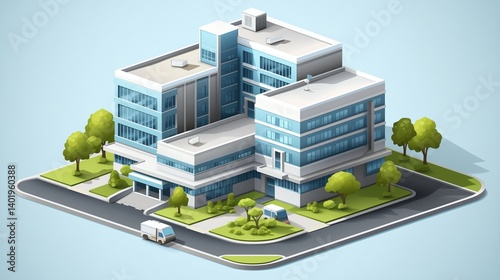 Hospital isometric 3d building vector image