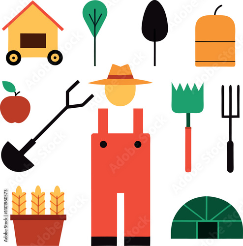 vector set of gardening tools
