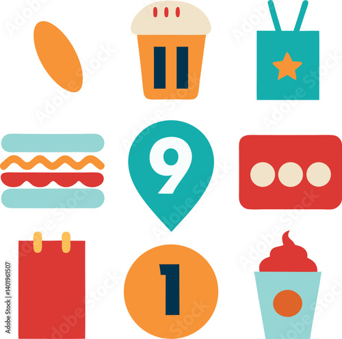 set of icons of food