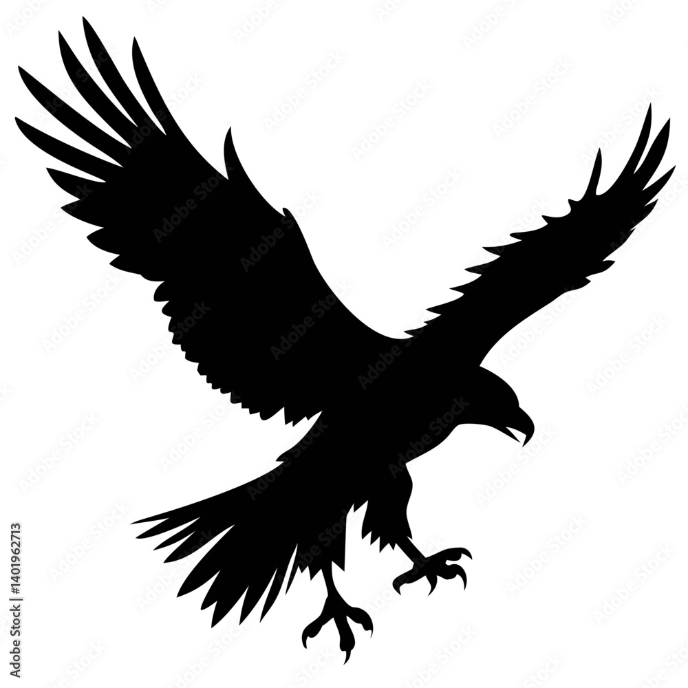 Fototapeta premium Majestic Eagle Silhouette Soaring High in the Sky During Sunset Against a Vibrant Backdrop Generative AI
