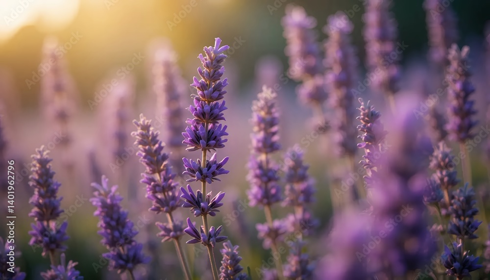 Obraz premium Serene Lavender Field at Sunrise A Stunning Image of Purple Blooms