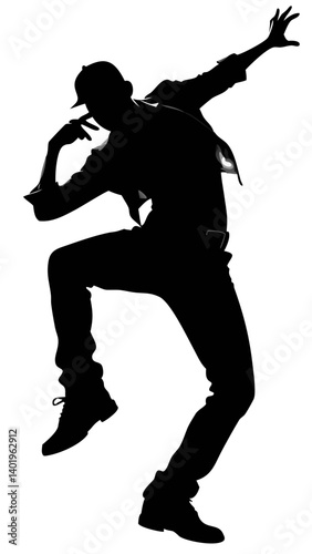 Dynamic Urban Dancer Silhouette Showcasing Hip Hop Style in an Expressive Pose During an Outdoor Performance Generative AI