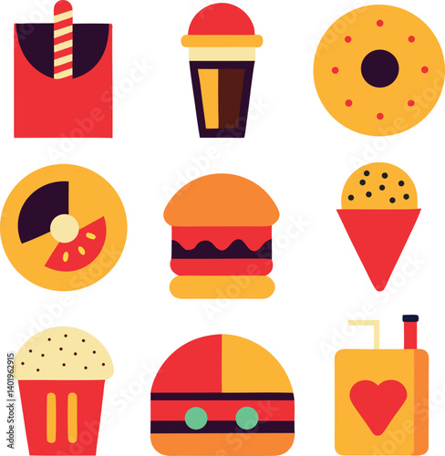 fast food icon set