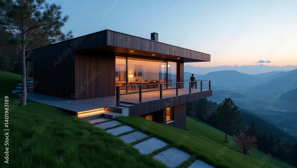 A beautiful elevated house on a hill captured against a backdrop of clear blue skies and lush greenery showcasing a charming design and ideal residential living environment A beautiful elevated house on a hill captured against a backdrop of clear blue skies and lush greenery showcasing a charming design and ideal residential living environment