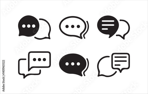 Comment icon speech bubble symbol. Speech bubble collection. Chat thin line icon set. Contains speech bubbles, messages, and inboxes. Vector Illustration