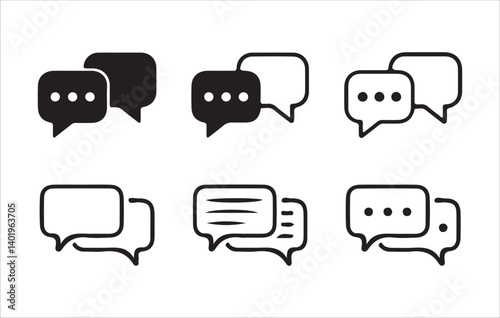 Comment icon speech bubble symbol. Speech bubble collection. Chat thin line icon set. Contains speech bubbles, messages, and inboxes. Vector Illustration