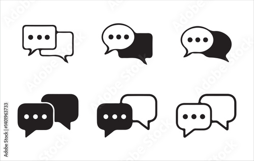 Comment icon speech bubble symbol. Speech bubble collection. Chat thin line icon set. Contains speech bubbles, messages, and inboxes. Vector Illustration