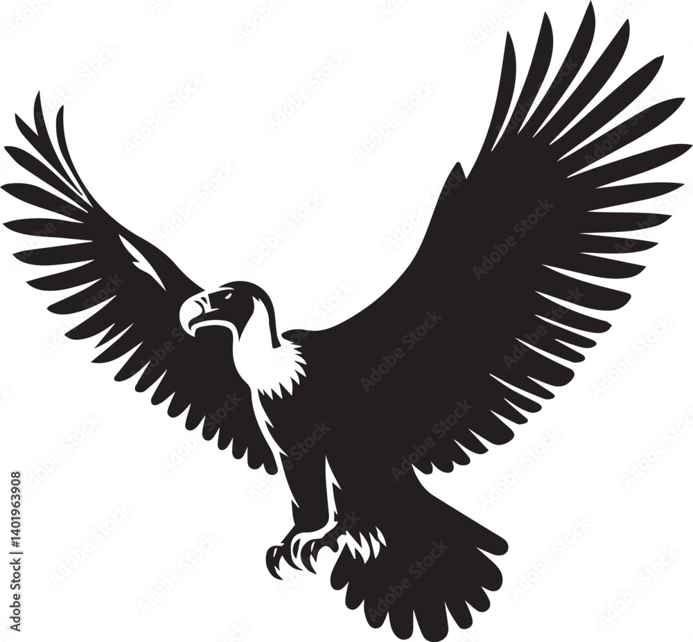 Obraz premium Andean Condor illustration, Andean Condor silhouette vector isolated on white background