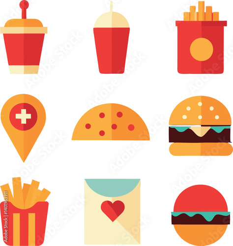 fast food icons set