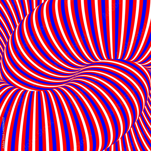 Surreal Red, Blue and White Striped Pattern Background