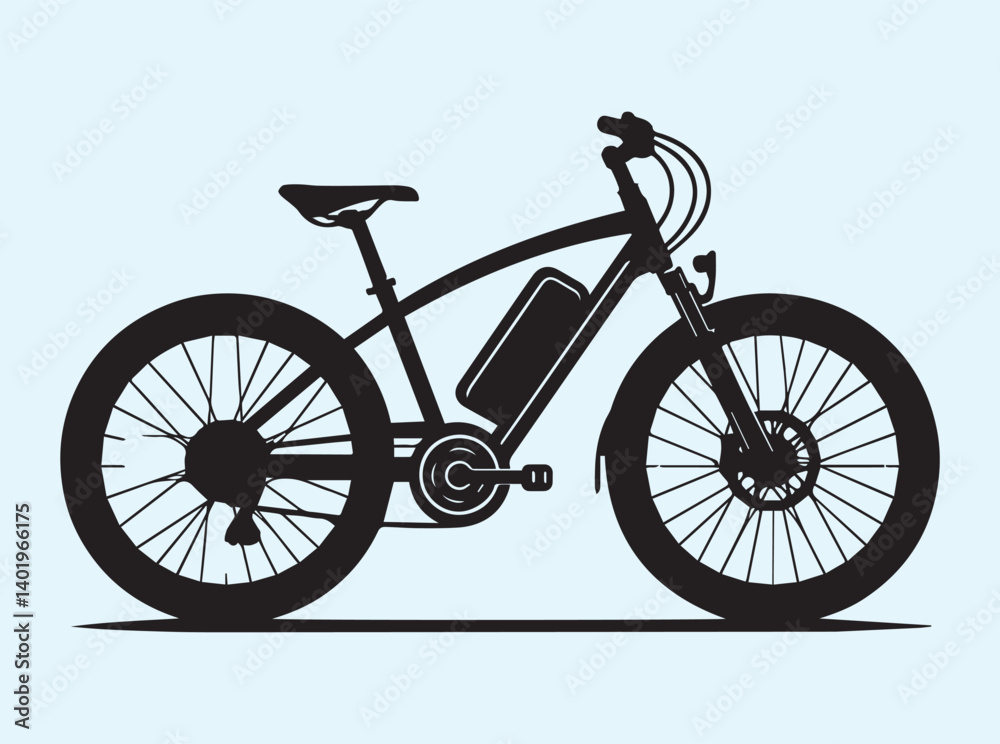 Fototapeta premium Solid Black Silhouette of an E-Bike