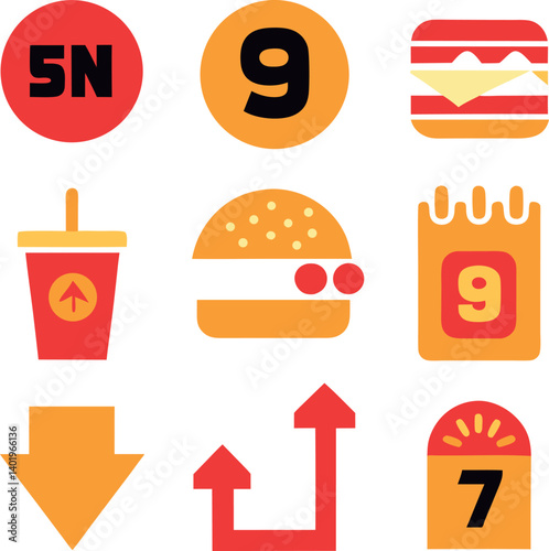 fast food icon set