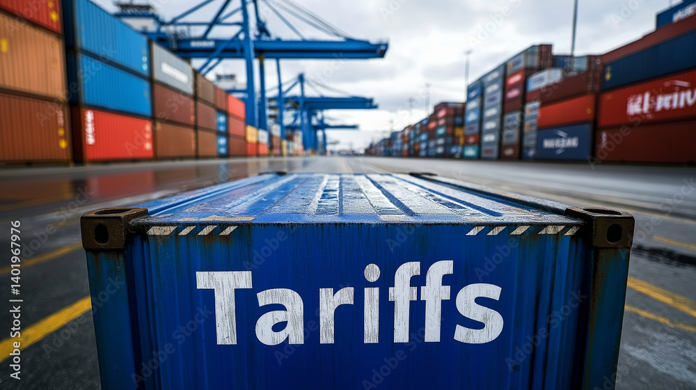 Obraz premium A blue shipping container labeled