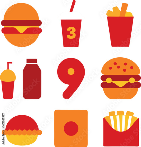 different-fast-food-vector-element-set