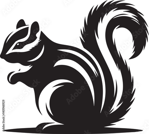 Wallpaper Mural black and white squirrel, squirrel illustration, squirrel silhouette vector isolated on white background Torontodigital.ca