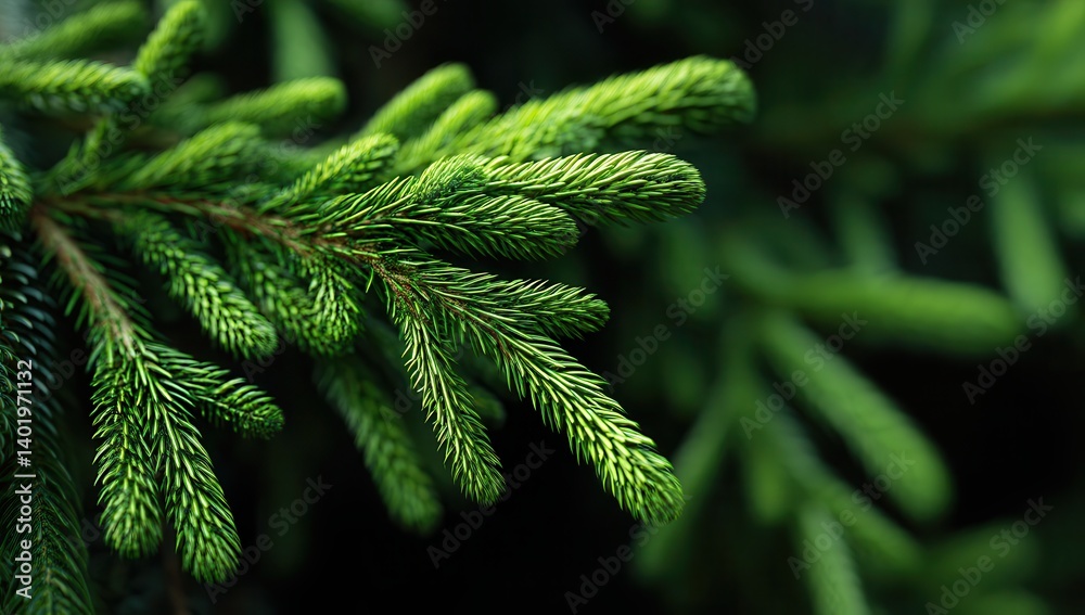 Close-up of lush green pine needles in a forest setting. Close-up of lush green pine needles in a forest setting.