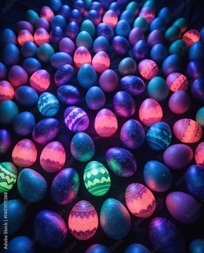 Fototapeta premium The Easter eggs in this image are beautifully decorated for Easter.