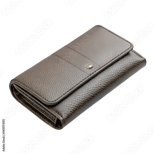 Beige Leather Wallet for Women on transparent background