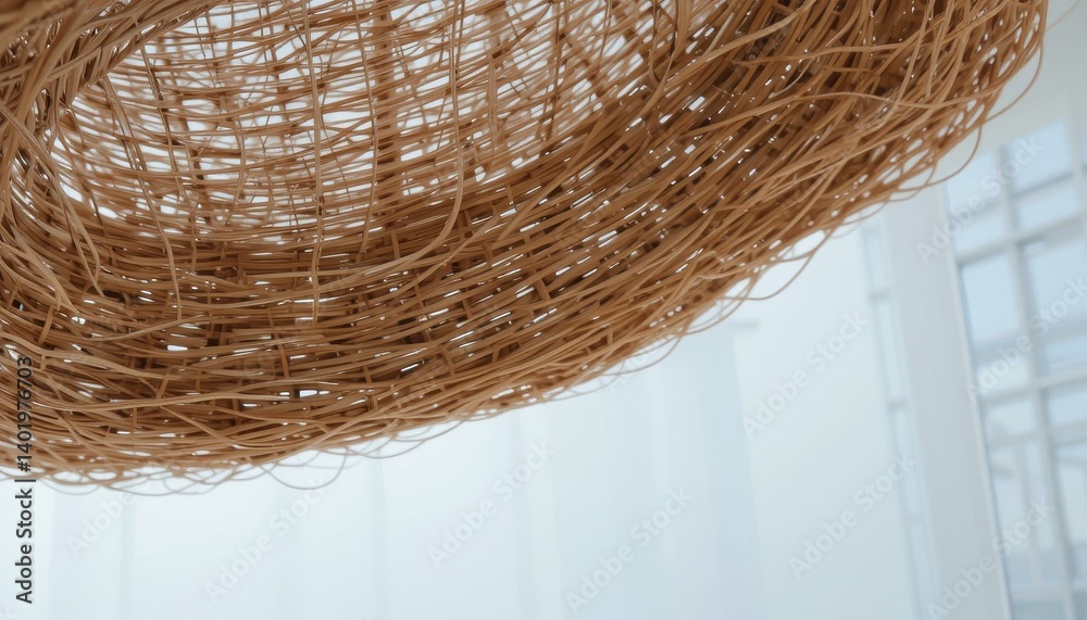Obraz premium Modern woven sculpture artisan craft exhibition