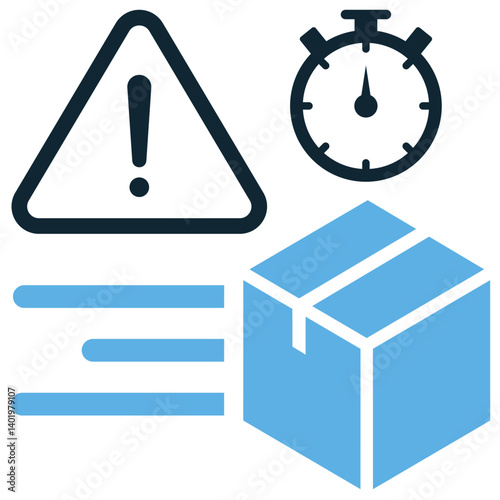 Delay delivery icon vector for shipment postponement, late arrival, and courier status update. Ideal for ecommerce logistics, customer notice, and shipping alerts.