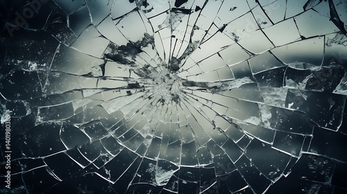 Shattered Broken Glass Pieces Texture, Abstract Sharp Fragments Detail, Splintered Surface