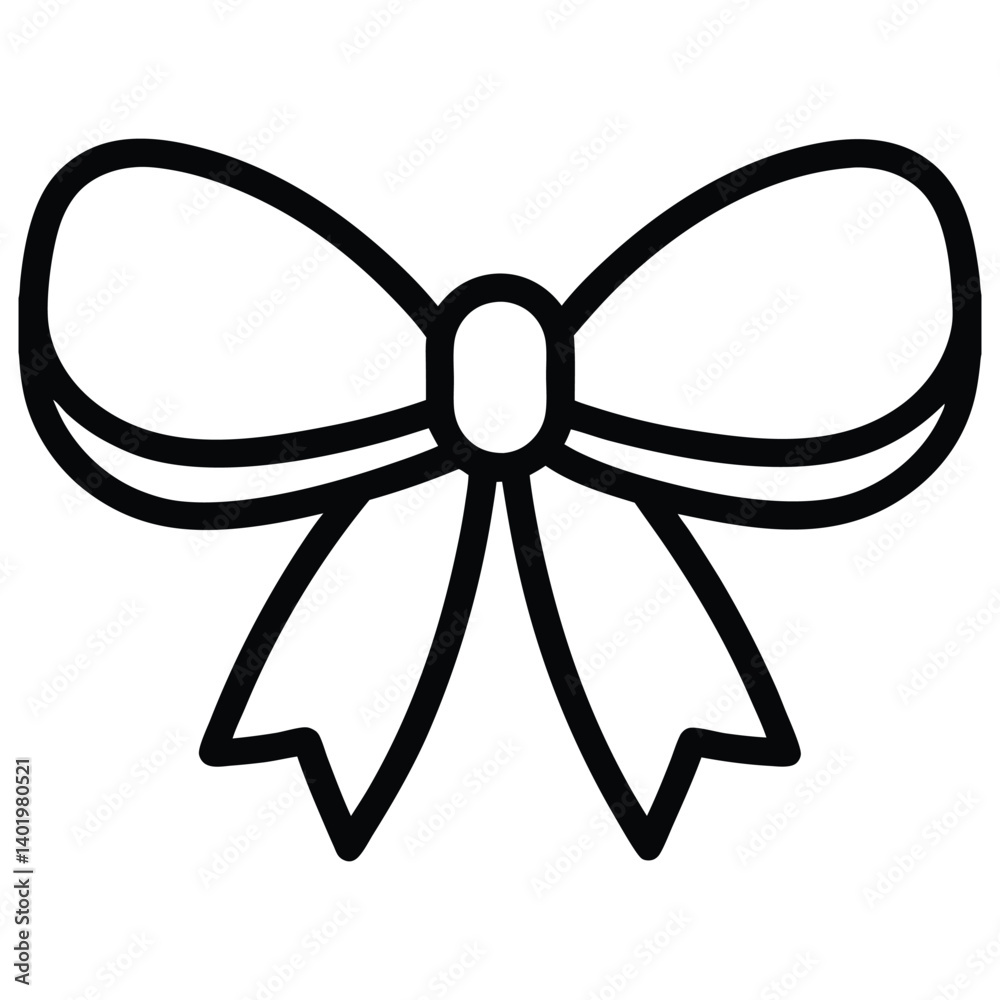 A simple line art ribbon bow with a smooth design, perfect for gift wrapping and decoration A simple line art ribbon bow with a smooth design, perfect for gift wrapping and decoration