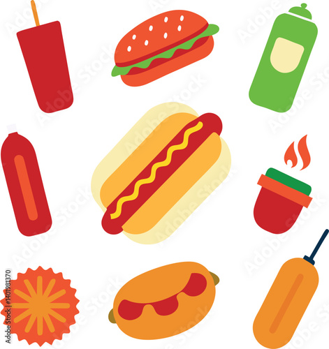 different-hot-dog-vector-element-set