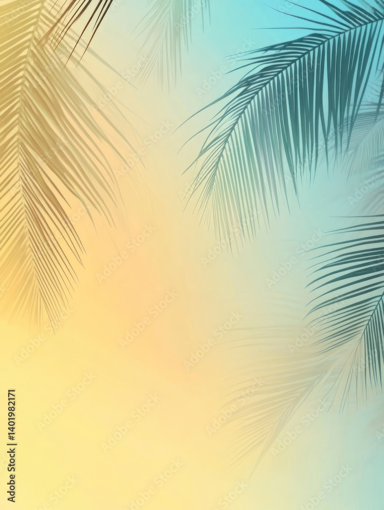 Fototapeta premium Palm Leaves Silhouette with Soft Gradient Background for Summer Vibes