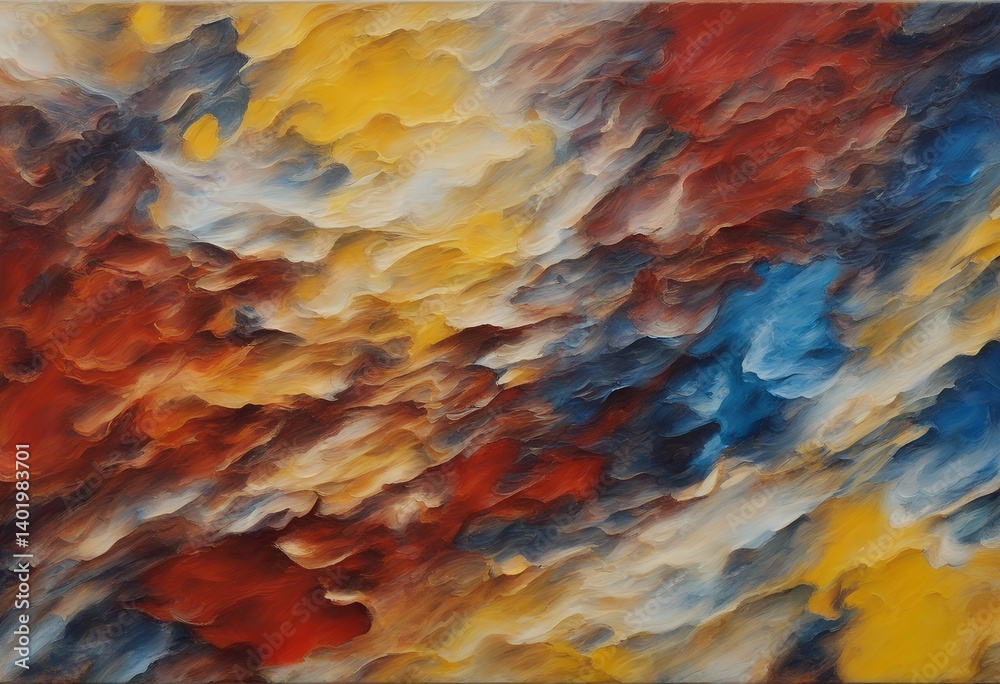 Fototapeta premium red texture abstract background colorful paintings modern oil image semi canvas contemporary painting landscape yellow art blue brushstroke media grunge green hand-painted brush artwork decorative