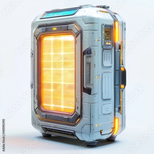 Futuristic spacecraft energy source device with glowing illumination advanced technology sci fi background abstract digital render