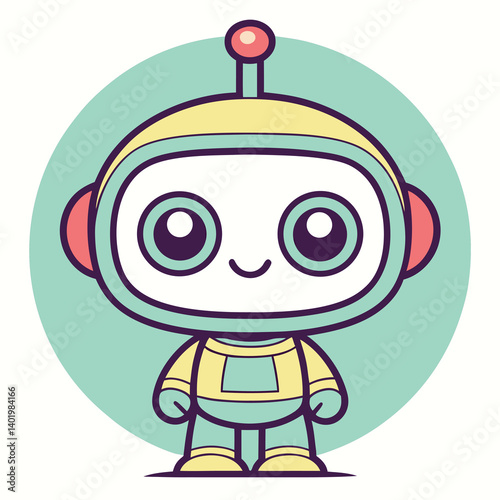 Cute cartoon robot character with friendly expression