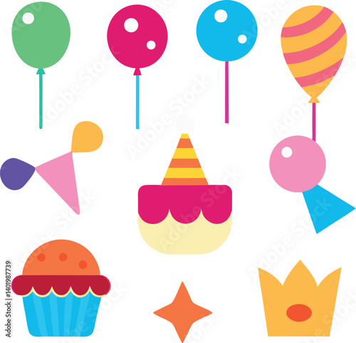 set of birthday party elements