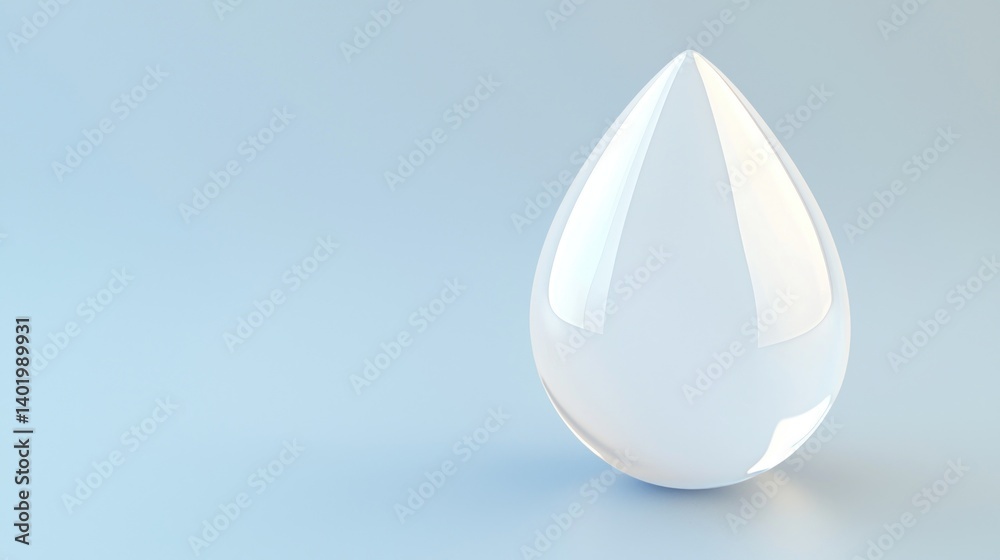 Single water drop, studio shot, light blue background, 3D rendering Single water drop, studio shot, light blue background, 3D rendering