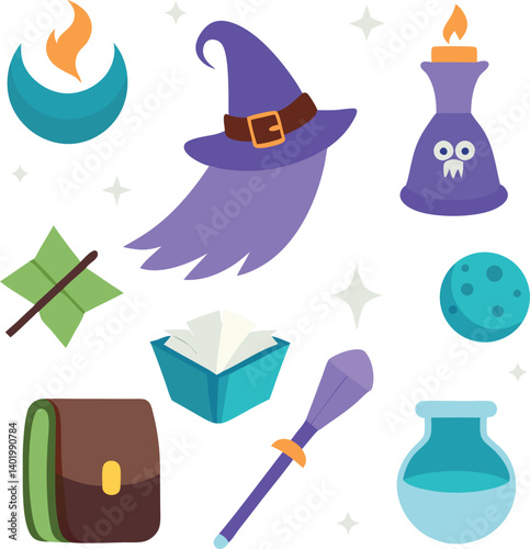 different-magic-school-vector-element-set