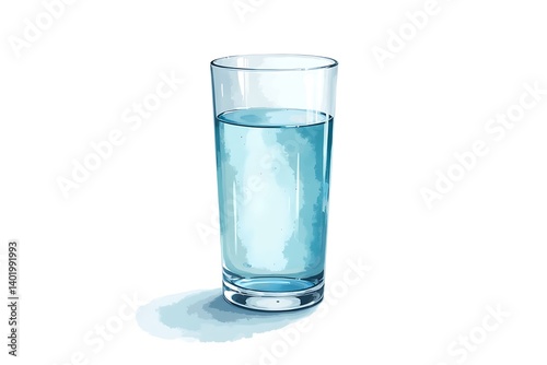 Wallpaper Mural Refreshing glass of water watercolor style cool blue tones clean and simple design perfect for Torontodigital.ca