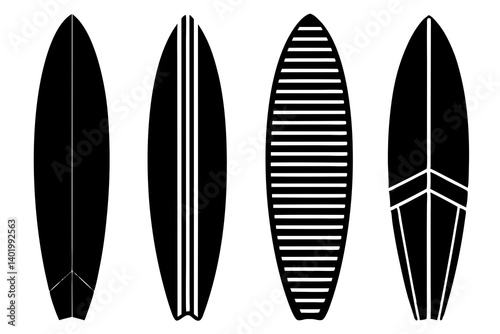 set of surfboard silhouette vector illustration