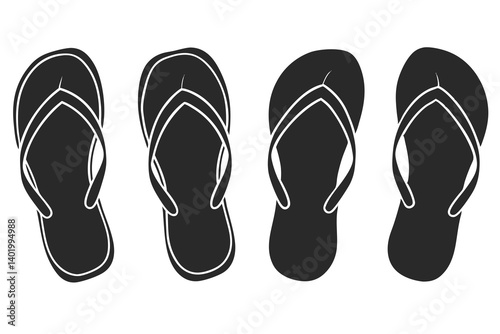 set of flip flops silhouette vector illustration