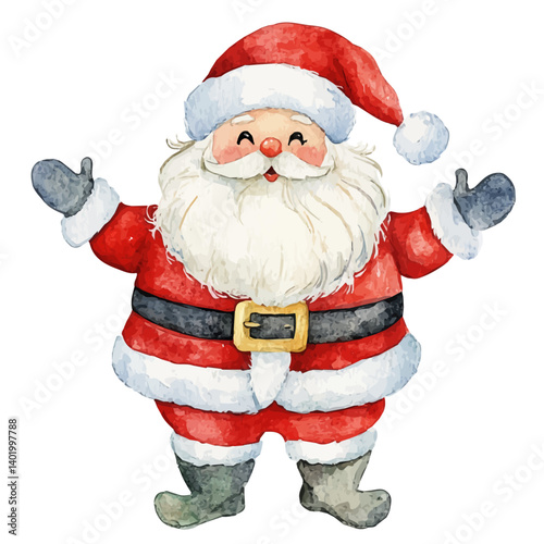 Santa Claus Figure, vector watercolor illustration, isolated on a white background.
