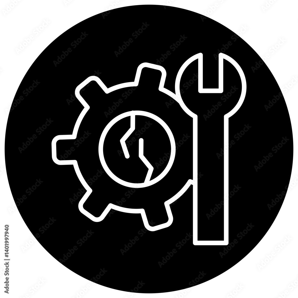 Fixed Automation Black Circle Icon, Fixed Automation Line Icon – Industrial Robot Arm, Assembly Line, Manufacturing Technology Symbol Fixed Automation Black Circle Icon, Fixed Automation Line Icon – Industrial Robot Arm, Assembly Line, Manufacturing Technology Symbol