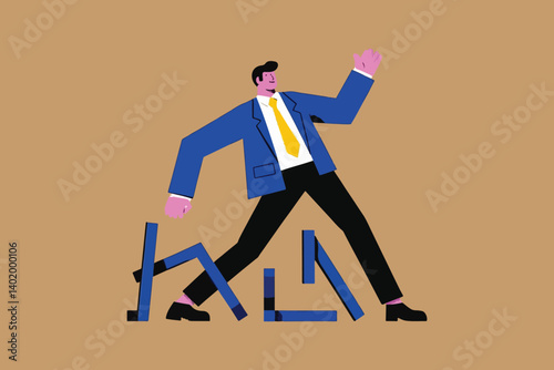 Businessman Overcoming Obstacles: Illustration of Resilience, Problem Solving, and Navigating Challenges in Business