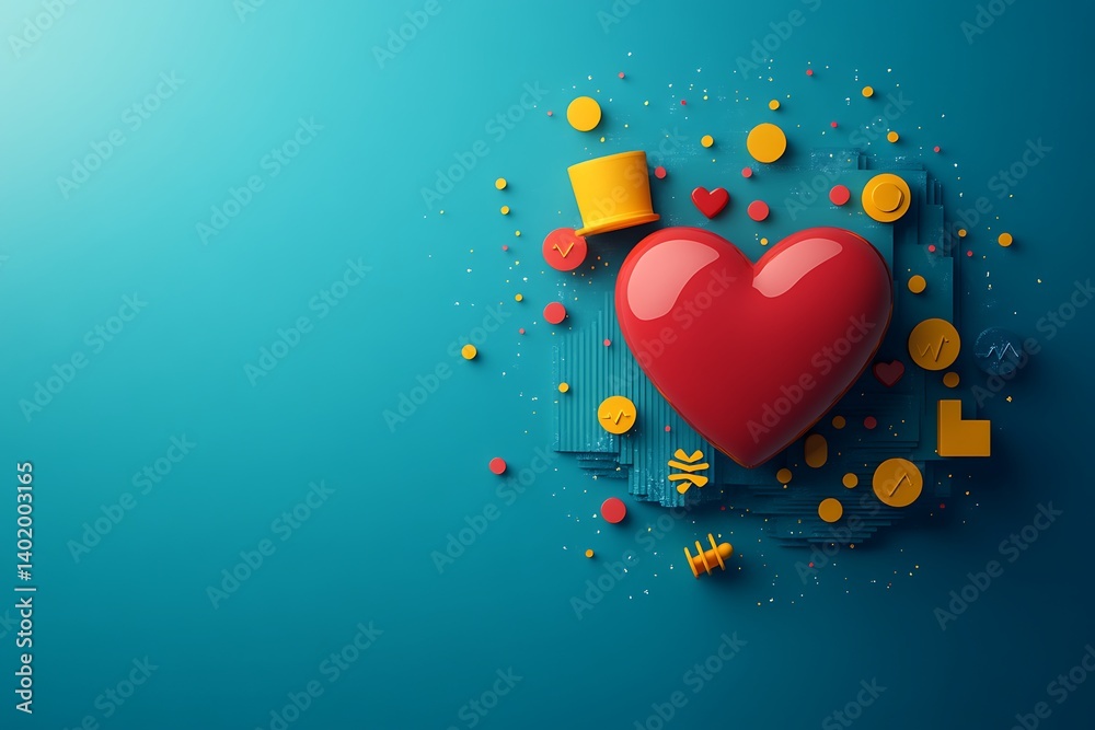 Heart, Shapes, Teal Background