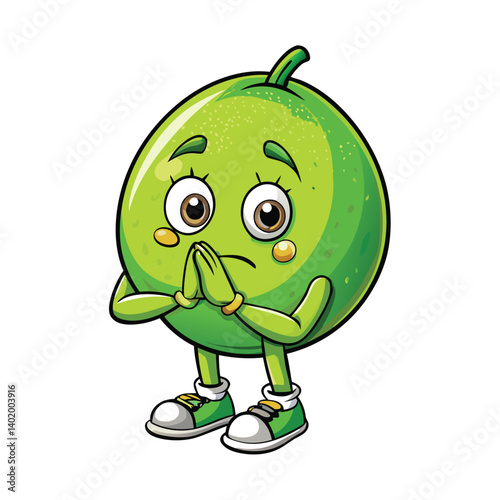 Humorous cartoon lime, apologetic expression