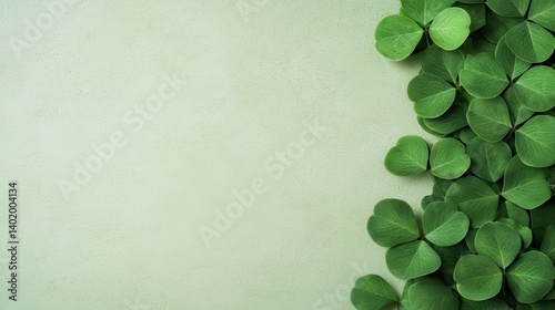 Lush Green Clover Leaves on Soft Textured Background for Nature and Wellness Themes