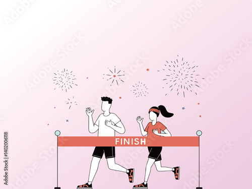 Runners Crossing Finish Line