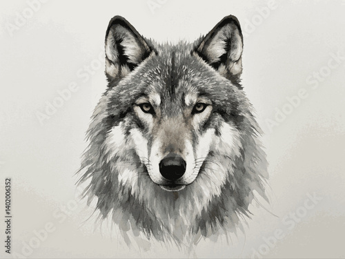 Watercolor wilderness gray wolf isolated vector illustration svg 