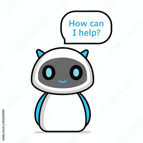 Cute robot asking for help