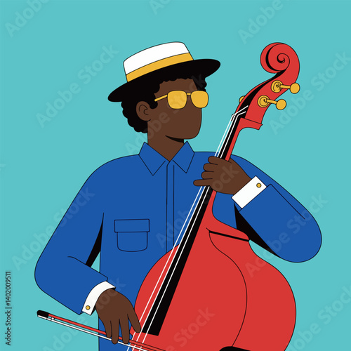 Musician Playing Double Bass