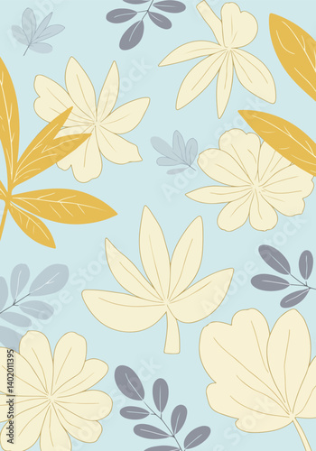 Floral Pattern with Leaves and Flowers