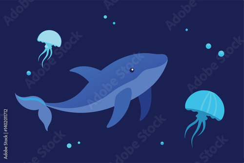 vector illustration of a cartoon fish